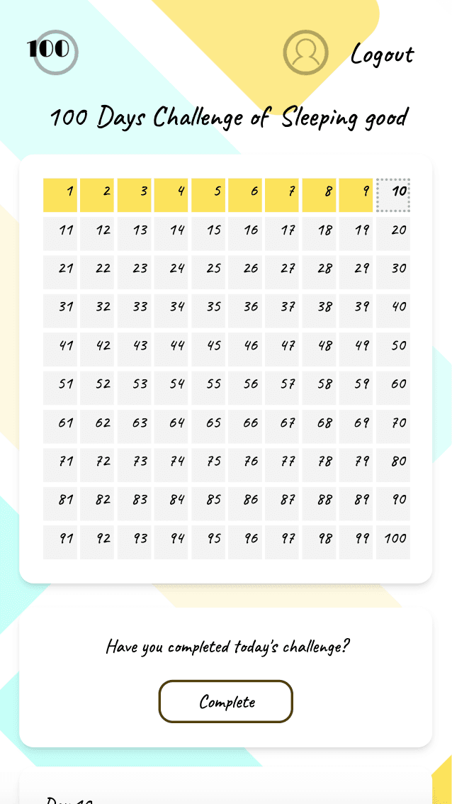 Mobile Image of 100 Days Challenge Tracker